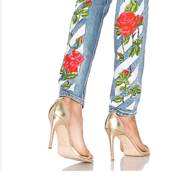 OFF-WHITE Diag Roses 5 Pocket Womens Skinny Jeans Size 27 - Picture 8 of 8